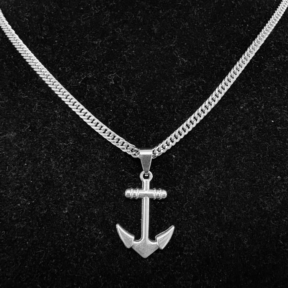 Silver Anchor Pendant Necklace